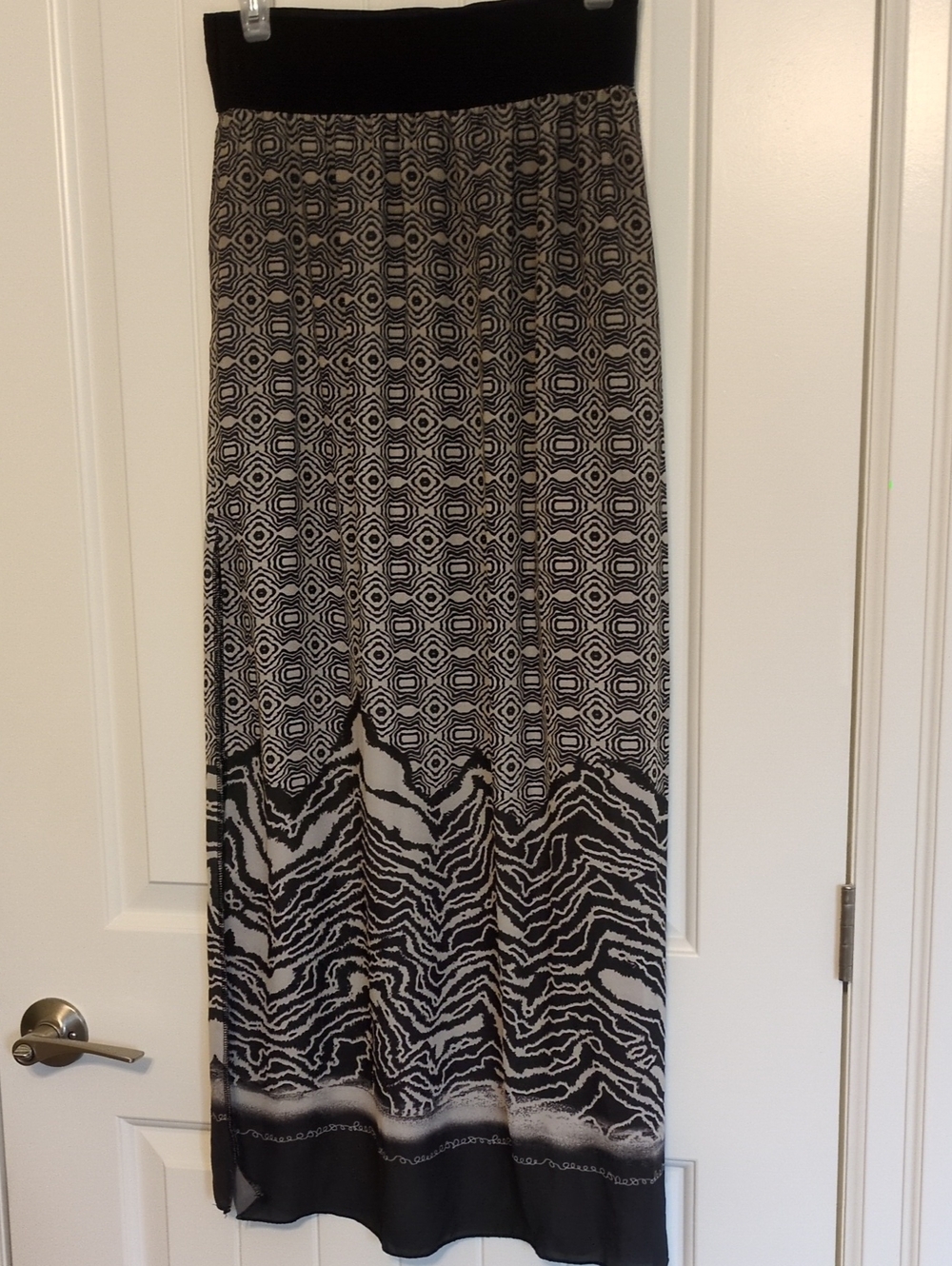 Black and White Patterned Maxi Skirt